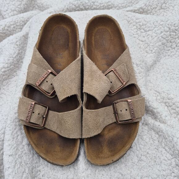 Birkenstock Arizona soft footbed Nubuck Suede Taupe size EU 38 US 7-7.5 - Picture 1 of 6